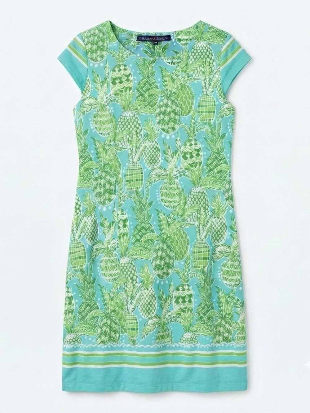 Barbara Erickson Tropical Pineapple Shift Dress in Teal/lime Women's Meduim #203